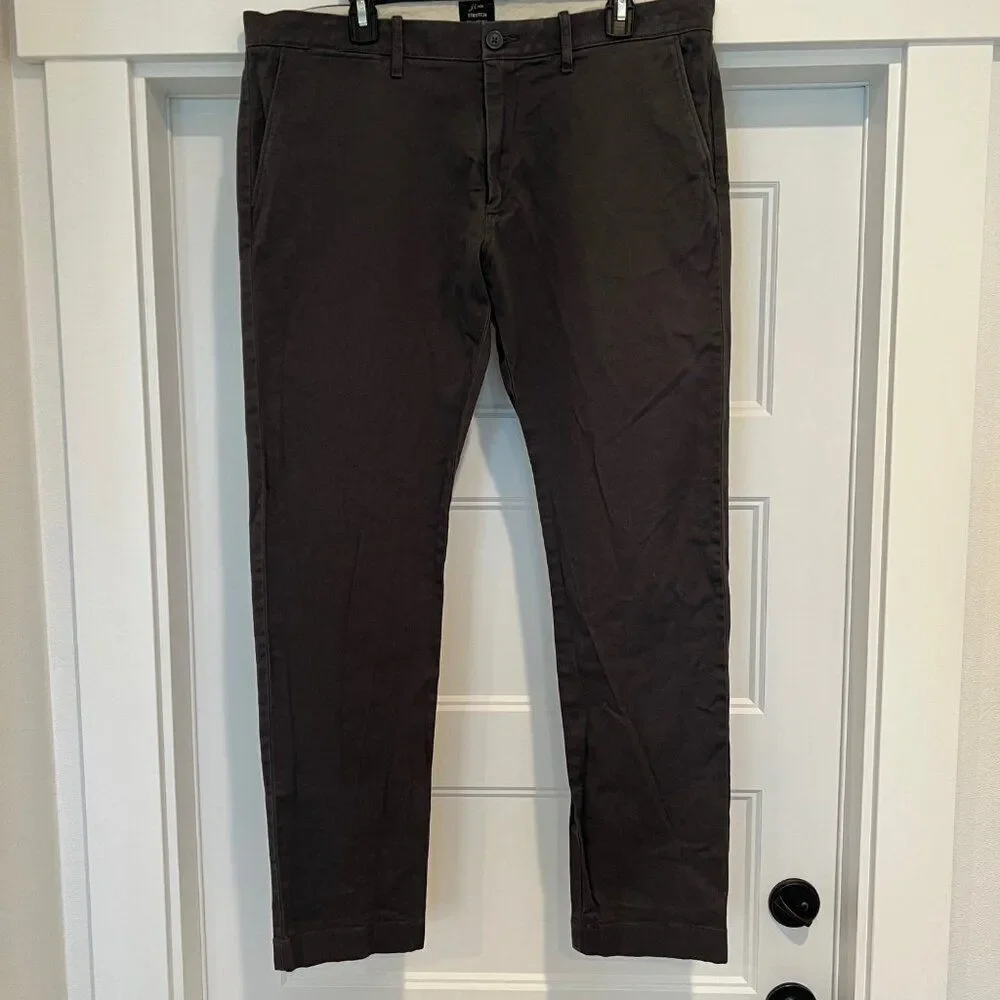 J.Crew Pants Men 36x30.5 Charcoal Gray Cotton Slim-Fit Stretch Chino Pants